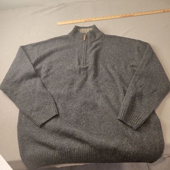 Aran Mills half-zip Irish Lambs Wool Men's Sweater Size XXL - Picture 2 of 9